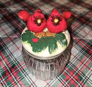 Festive Red Cardinal Holiday Decor Jar